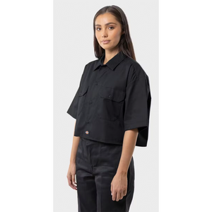 Dickies 1574 Cropped S/S Work Shirt - Black - 5.25 Oz 65% Cotton 35% Polyester Twill  - Cropped fit. Free NZ shipping when you spend over $150 on your Dickies order. Pavement, Dunedin's locally owned and operated skate store. 