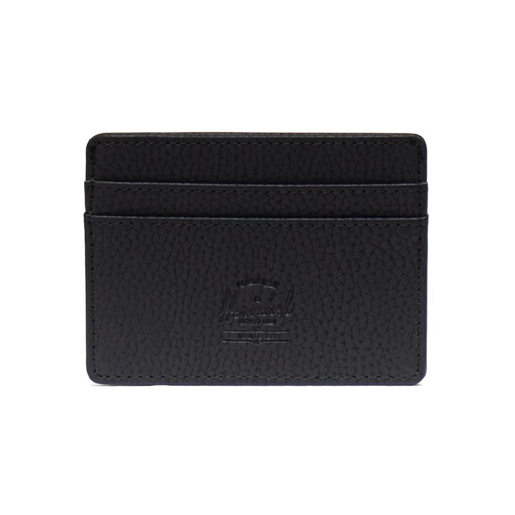 Herschel Charlie Cardholder - Black. Pebbled vegan leather. RFID blocking layer. Multiple card slots. Storage sleeve. Debossed classic logo. Buy Herschel wallets and backpacks online with Pavement and enjoy free NZ shipping on orders over $150.