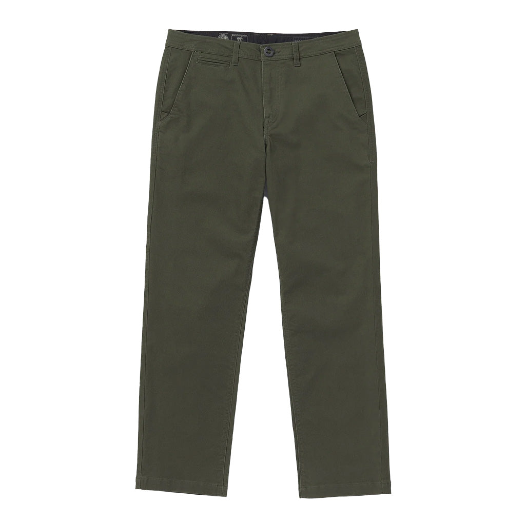 Volcom Skate Vitals Grant Taylor Pant - Squadron Green. From one of Volcom's greatest transition skaters, Grant Taylor, a chino styled pant with vintage features like a fold back hollywood waistband, front slash hand pockets and coin pocket. Shop Volcom online with Pavement. Free NZ shipping over $150. Easy returns.