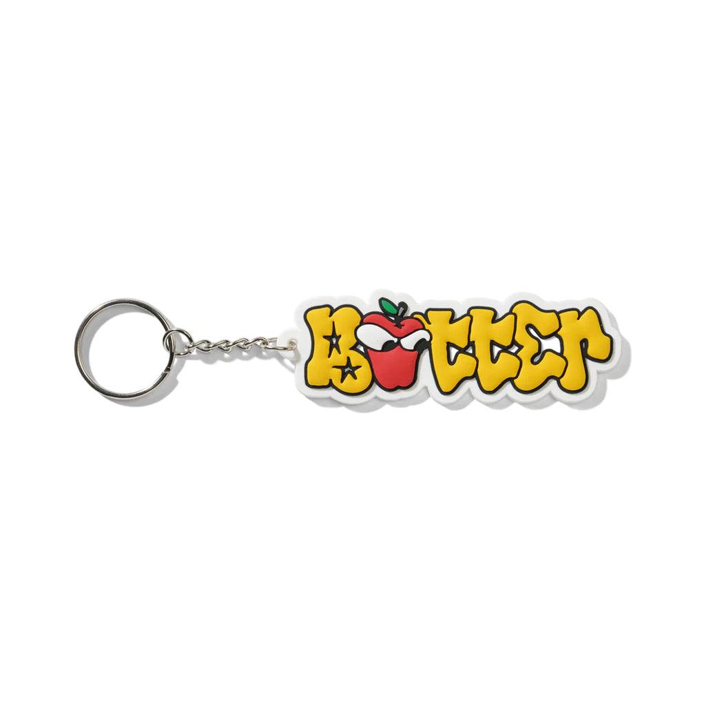 Butter Goods Big Apple Key Rubber Key Chain. 3D Rubber keychain with metal key loop. Width 8.5cm / 3.3". Height 2.7cm / 1".
