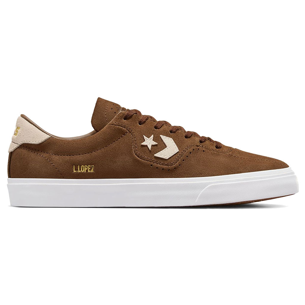 Converse Louie Lopez Pro Low - Chestnut Brown/Natural Ivory/White. CONS team rider Louie Lopez refines his signature model once again. This time in rubber-backed suede for extra durability and a classic look. Shop CONS skate shoes and enjoy free NZ shipping. Pavement skate shop, Dunedin / Ōtepoti.