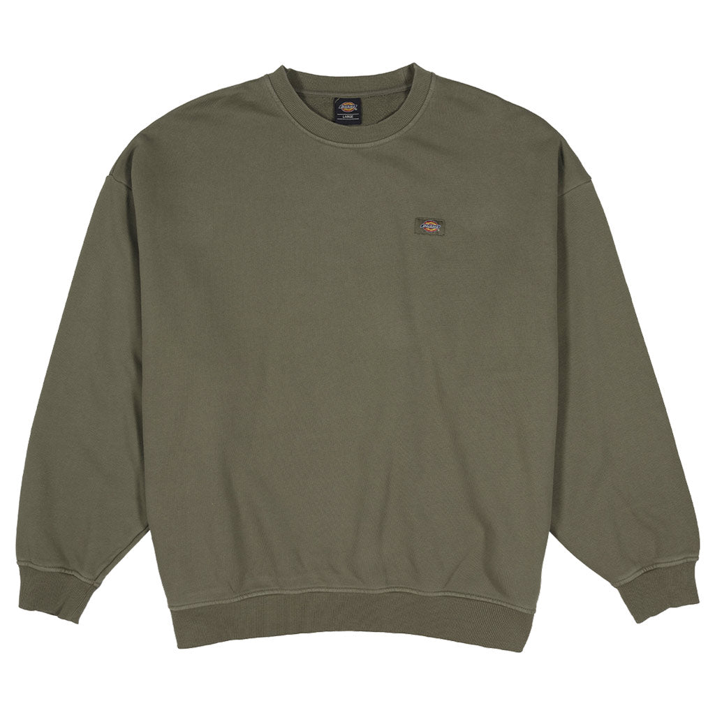 Dickies Classic Label Heavyweight Oversized Box Fit Sweatshirt - Washed Dark Khaki. Dickies Heavyweight Fleece: 400gsm 100% Cotton Brushed Fleece. Product Code: DM124-CR01. Shop Dickies hoodies and crew neck sweaters online with Pavement skate store. Free NZ shipping over $150 - Same day Dunedin delivery - Easy returns