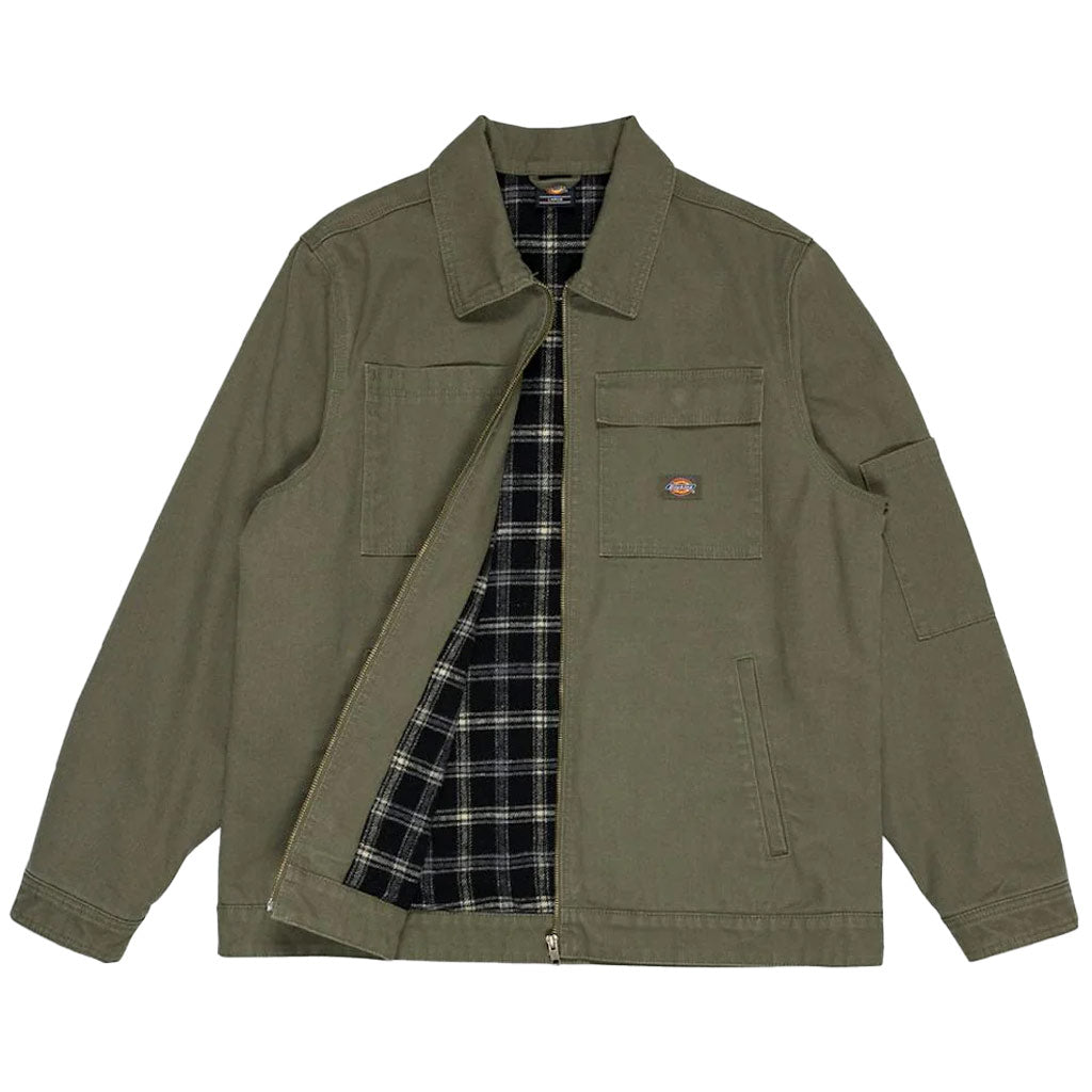 Dickies Eisenhower Utility Canvas Lined Garage Jacket - Dark Khaki. Outer Shell: Duck Canvas: 12oz 100% Cotton Duck Canvas. Inner Lining: 100% Cotton Brushed Flannel. Product Code: DM124-JA03. Shop Dickies jackets online with Pavement. Free NZ shipping over $150 - Same day Dunedin delivery - Easy returns.