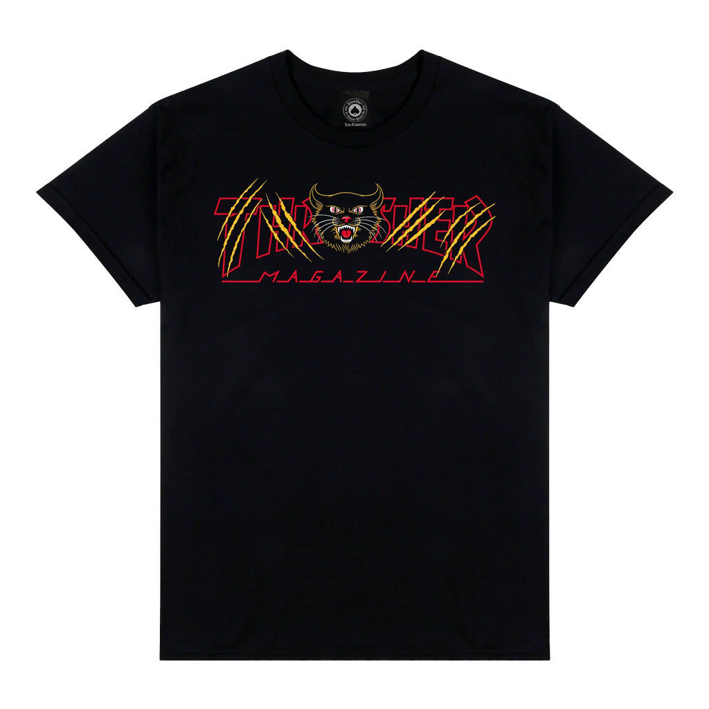 Thrasher Gato S/S Tee - Black. Standard fit. Screen-printed artwork at chest. 100% Pre-shrunk Cotton. Shop Thrasher Skate Mag online with Pavement, Dunedin's independent skate store. Free, fast NZ shipping over $150 - Same day Dunedin delivery and easy as returns.