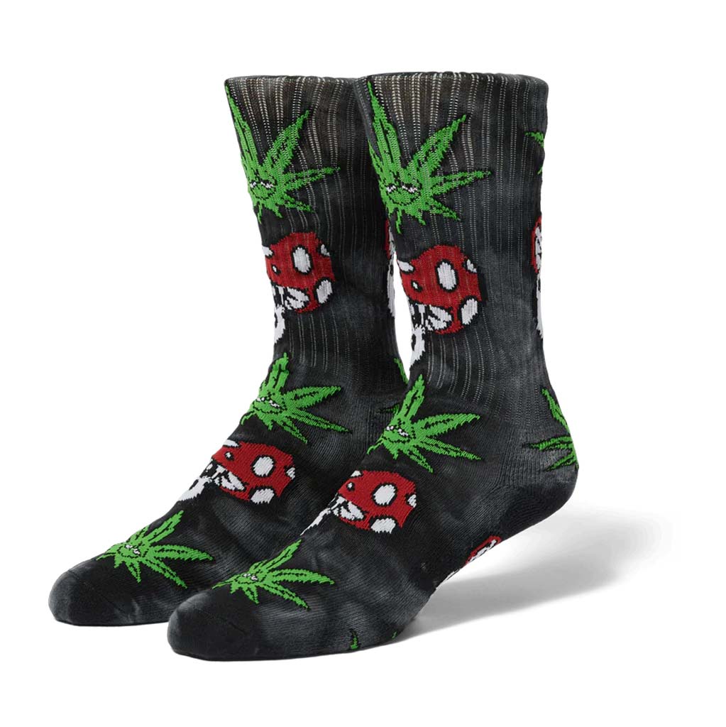 Huf Worldwide Green Buddy Mushroom Tie-dye Socks - Black. Cotton/poly blend crew-socks. All-over jacquard pattern. Athletic ribbed upper. Cushioned footbed. Reinforced heel and toe. Shop Huf Worldwide online with Pavement Skate Store. Free, fast NZ shipping over $150, same day Dunedin delivery and easy returns. 
