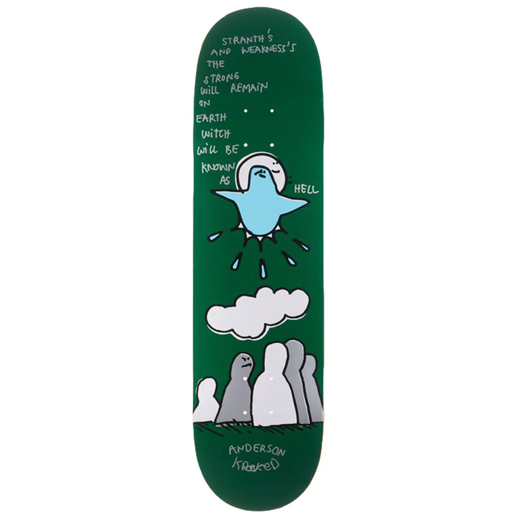 Krooked Manderson Hell Skateboard Deck 8.25" x 32". WB 14.38". 7-Ply Canadian Maple. Mike Anderson Pro Model. Shop skateboard decks from Krooked, Baker, DGK and more online with Pavement, Dunedin's independent skate store. Free NZ shipping over $150 - Same day Dunedin delivery - Easy returns.