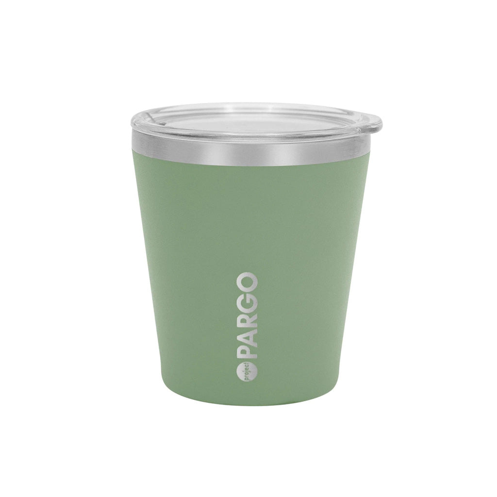 Pargo 8oz Insulated Reusable Cup - Eucalyptus Green. Shop Project Pargo insulated reusable cups and drink bottles and help get clean water to those in need! Free shipping on orders over $100 within NZ. Pavement skate store, Dunedin.