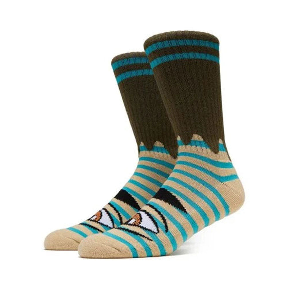 Toy Machine Sect Eye Stripe Socks - Tan/Olive. One size fits most. Shop Toy Machine skateboards, accessories and clothing online with Pavement, Dunedin's independent skate store. Free NZ shipping over $150 - Same day Dunedin delivery - Easy returns.