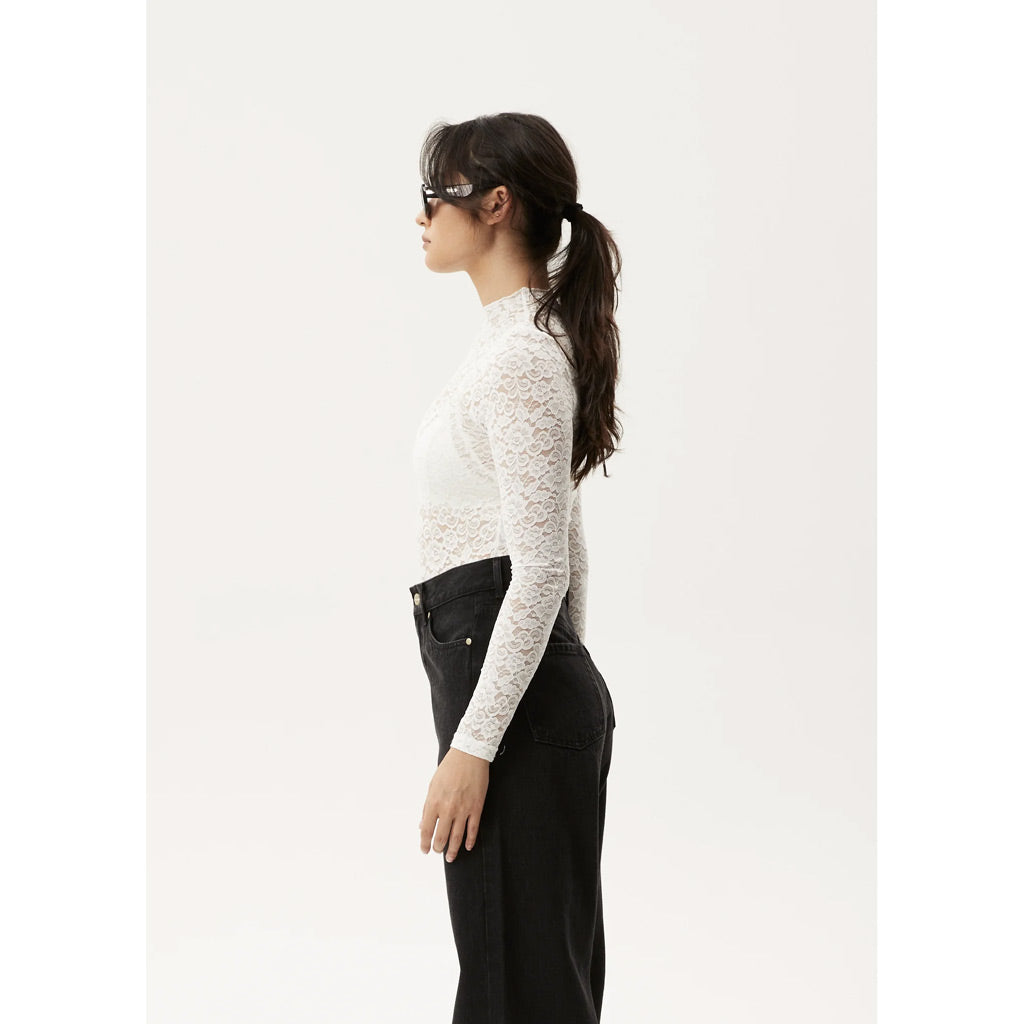 AFENDS POET LACE LONG SLEEVE TOP - WHITE