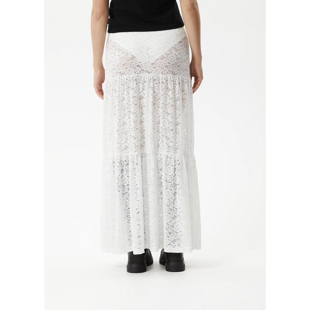 AFENDS POET LACE MAXI SKIRT - WHITE