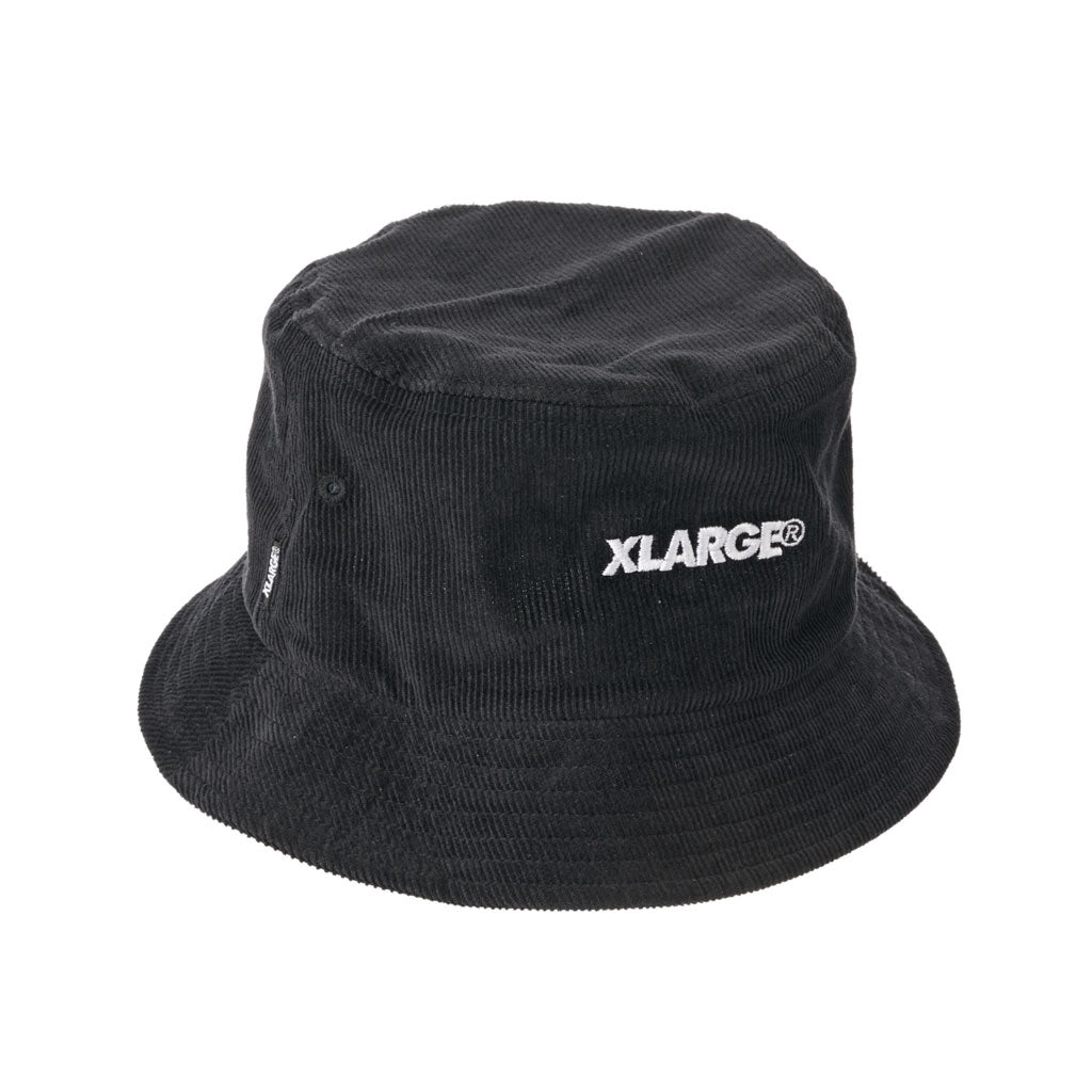 Xlarge Italic Cord Bucket Hat - Black. 100% cotton corduroy. One size fits most.  Embroidered logo on front. 