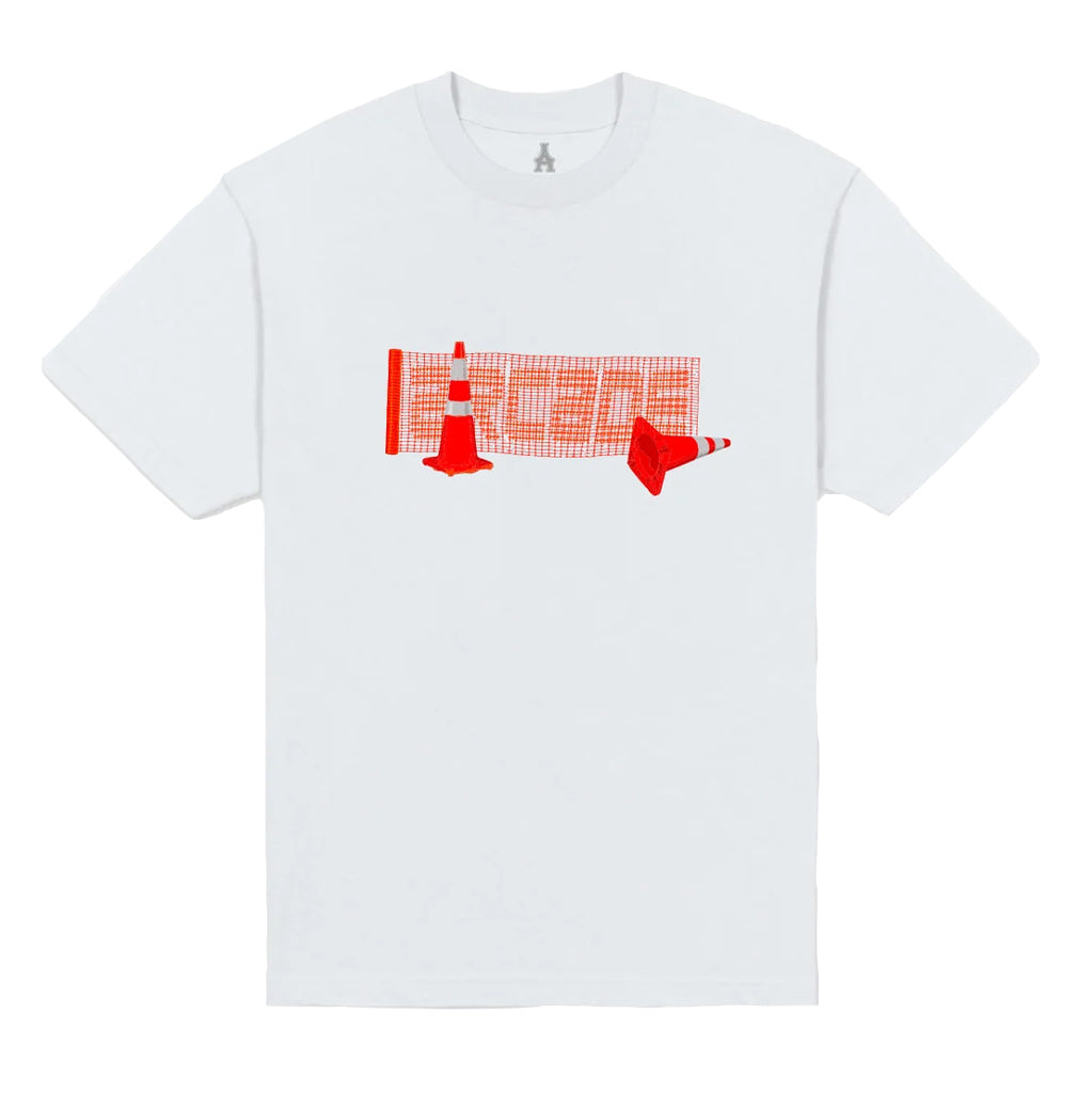 Arcade Road Cone Tee - White. Designed By Calder Marshall, Who Skates Any Weird Object In Front Of Him. High Quality Screen Print On Heavy 280Gsm T-Shirt. Shop Arcade streetwear and accessories online with Pavement Dunedin Skate Store. Free, fast NZ shipping over $150.