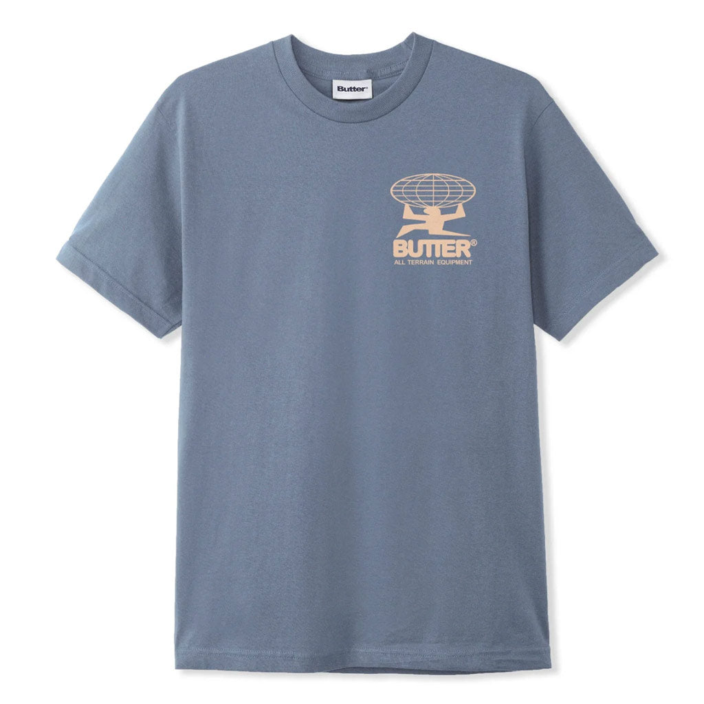 Buy the Butter Goods All Terrain Tee - Slate Blue. 6.5oz (220 gsm) 100% Cotton T-Shirt. Screen print on front & back. Shop Butte Goods premium streetwear and accessories with Pavement skate store online and enjoy free NZ shipping over $150, and easy, no fuss returns. 
