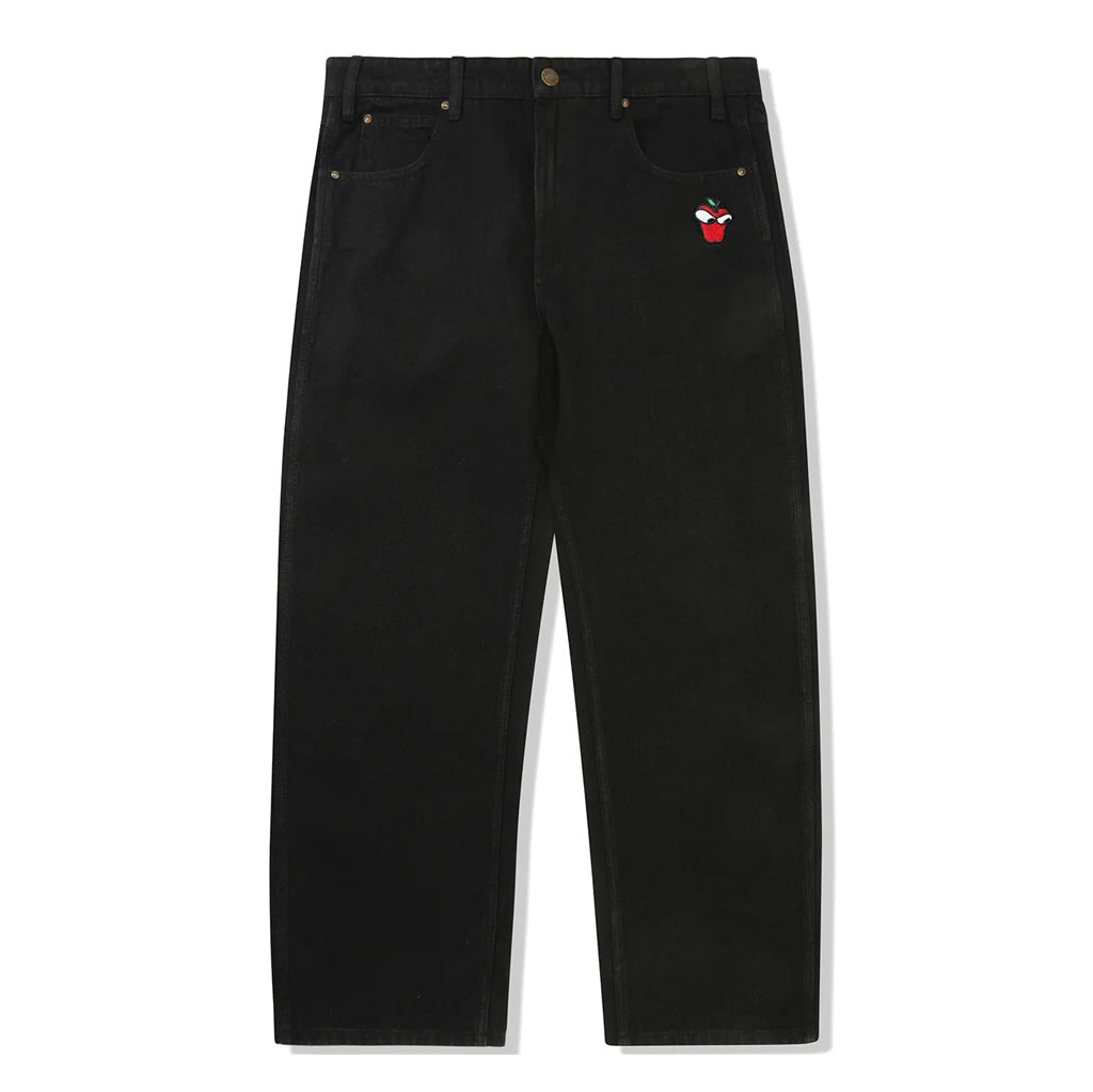 Butter Goods Big Apple Denim Jeans - Washed Black. 100% Cotton relaxed fit denim jeans. Embroidery on front & back. Belt loops with internal drawstring on waist band. Free NZ shipping. Same day delivery Dunedin before 3. Shop Butter Goods online with Pavement, Dunedin's independent skate store, since 2009.