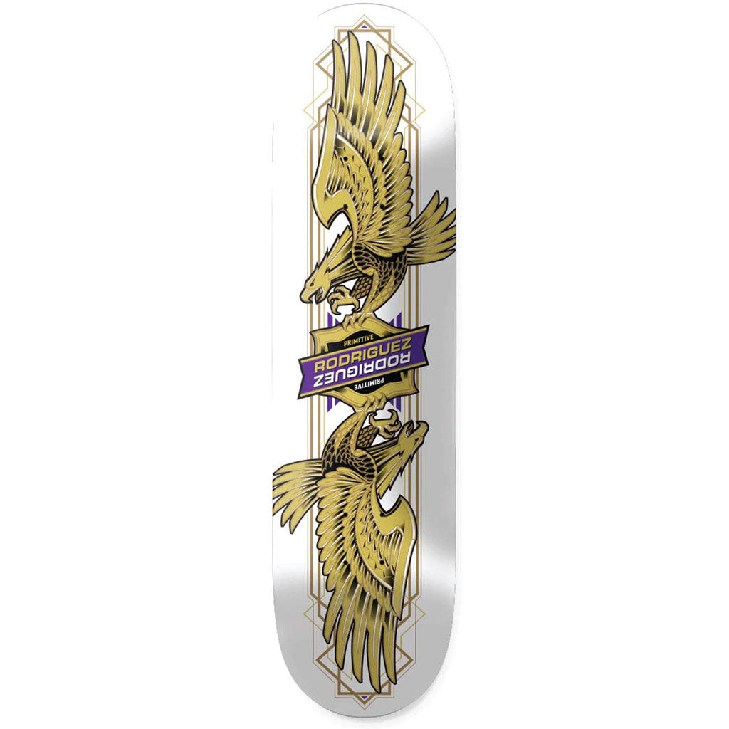 Primitive Rodriguez Twin Nose Eagle Skateboard Deck 8.5" x 32". WB 14.3". Shop Primitive skateboards, clothing and accessories online with Pavement skate store. Free NZ shipping over $150 - Same day Dunedin delivery - Easy returns.