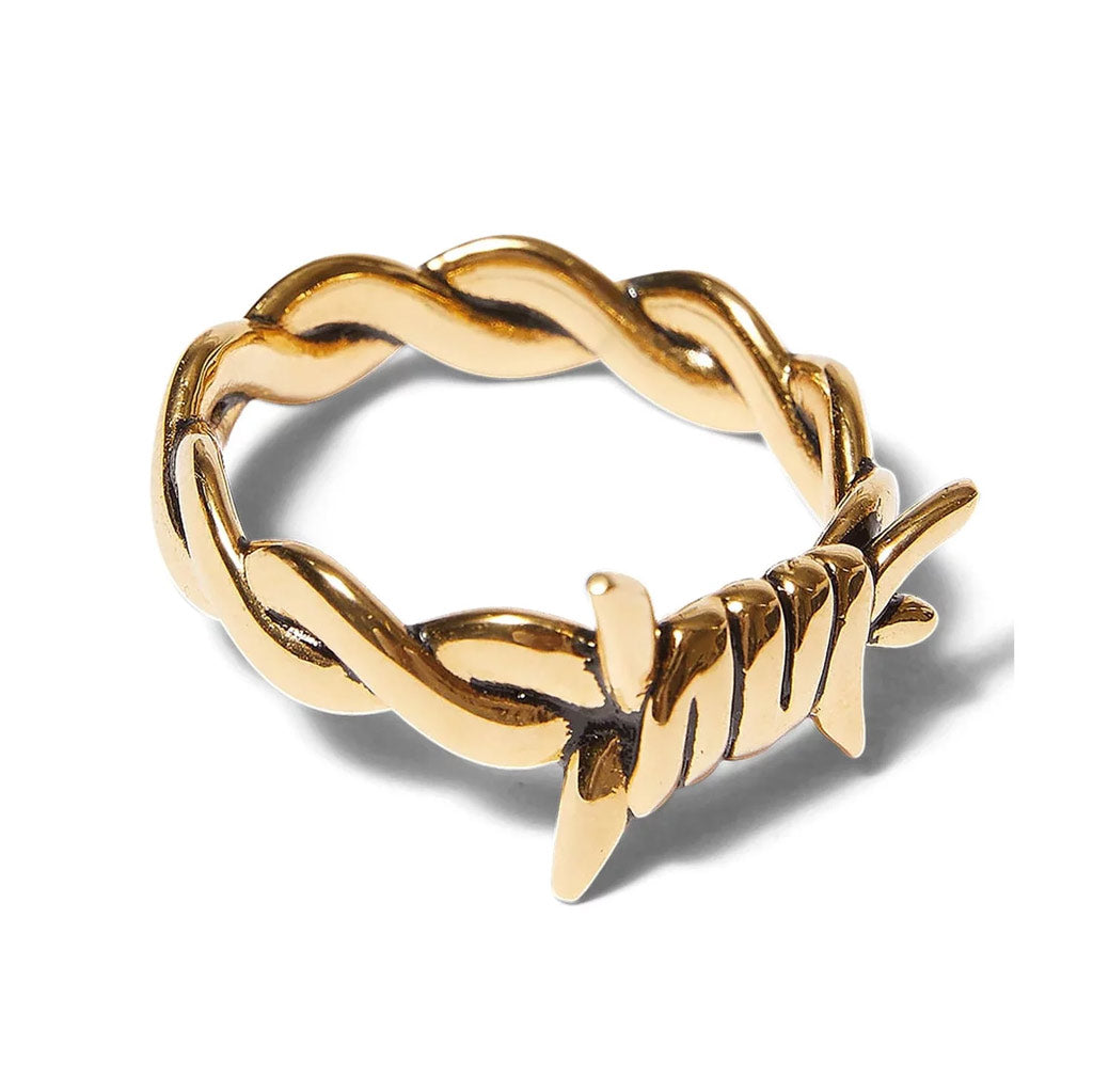 Huf Barbed Wire Ring - Gold. 100% stainless steel barbed wire ring. Custom HUF packaging. Offered in sizes: 7,8,9. Shop HUF Worldwide clothing and accessories online with Pavement, Dunedin's independent skate store. Free NZ shipping over $150 - Same day Dunedin delivery - Afterpay & Laybuy.