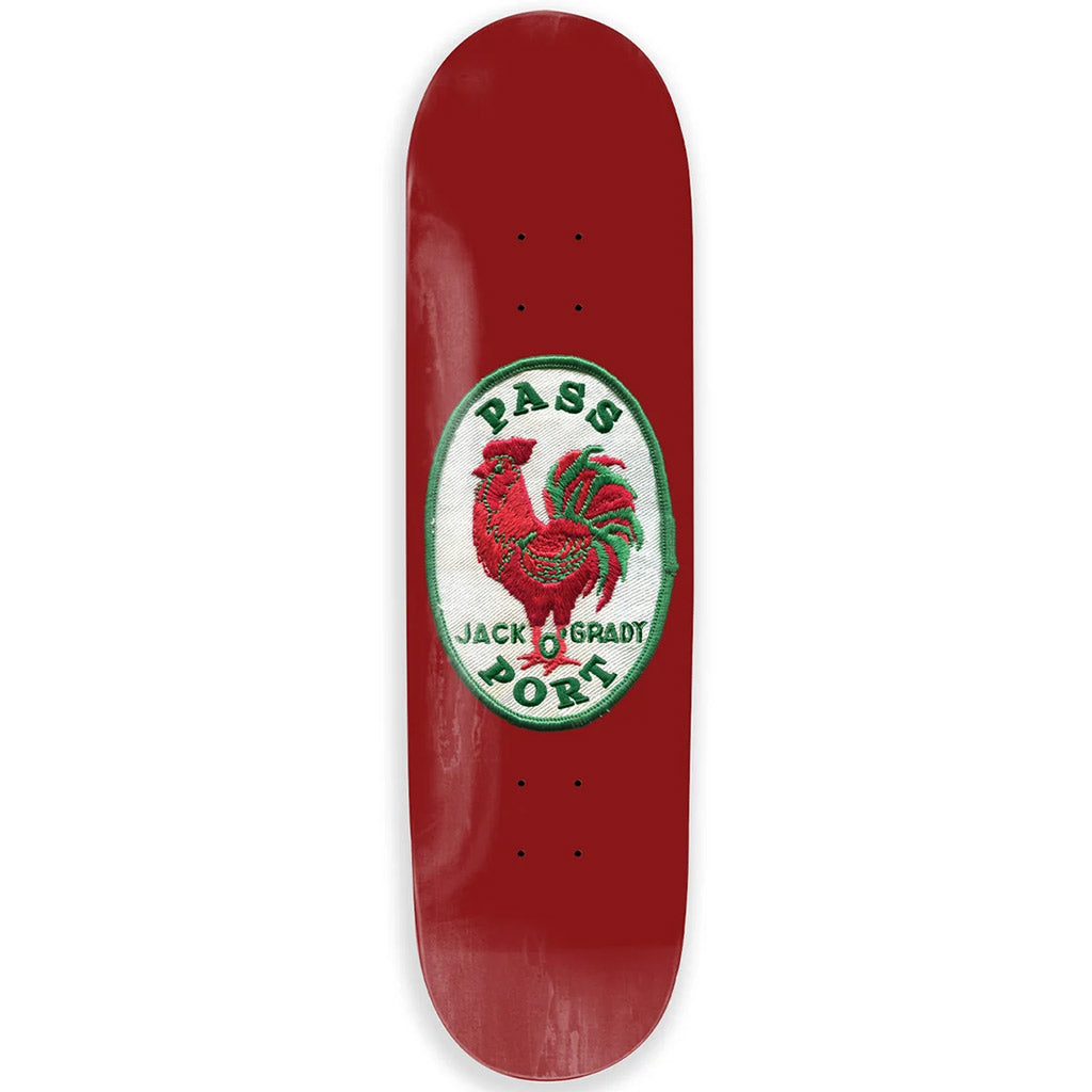 Passport Patch Series - Jack O'Grady Skateboard Deck 8.5" x 32". Pressed in Mexico. 100% Canadian Maple. Full Concave. Medium Kicks. Free NZ shipping. Shop Pass~Port skateboard decks, clothing and accessories with Pavement skate store online. 