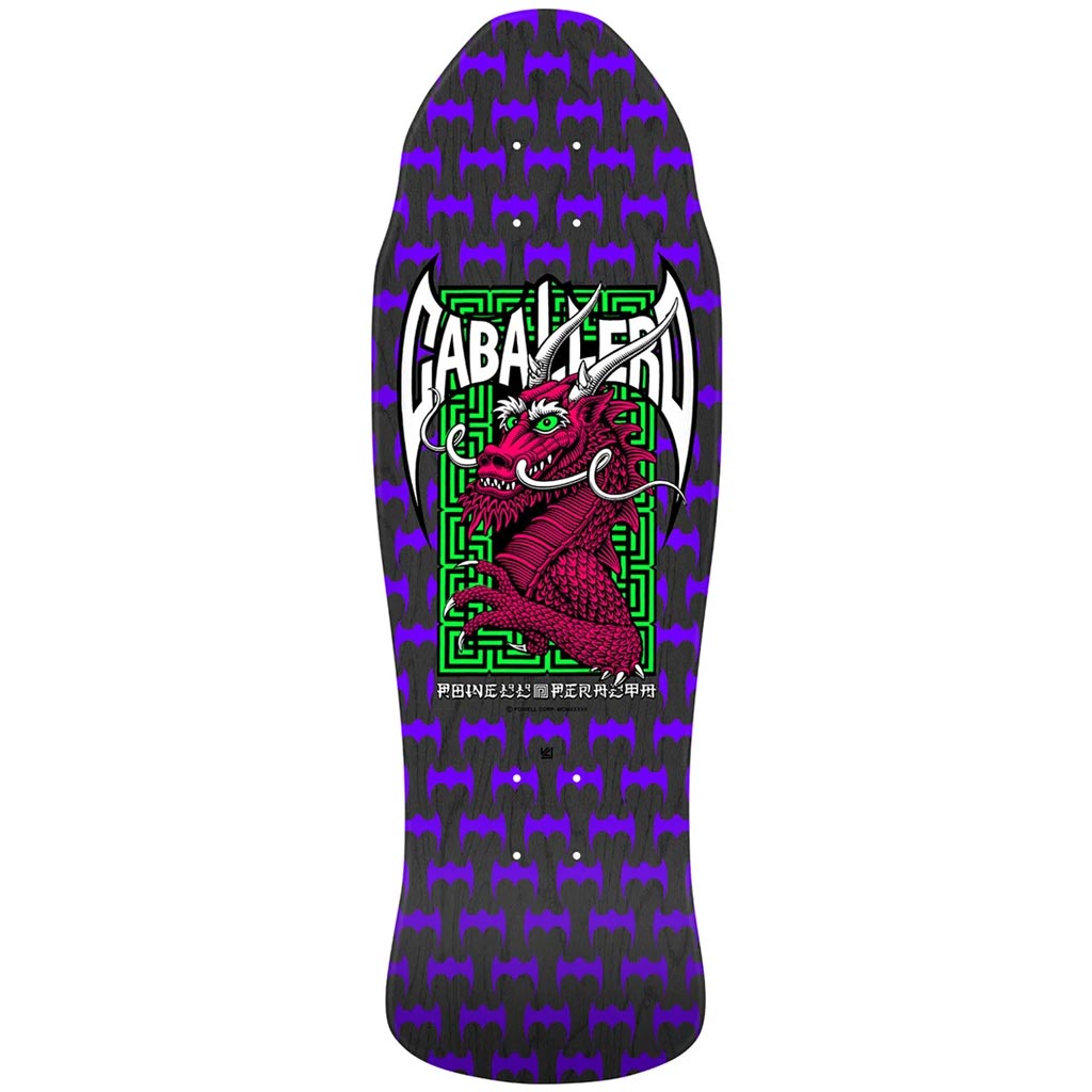 Powell-Peralta re-issue decks are close reproductions of their 1980’s counterparts, featuring the original top and bottom graphics, shape and concave. 9.625" x 29.75". WB 15.125" .Steve Caballero Pro Re-Issue. Originally Released in 1987. Artwork by Vernon Courtlandt Johnson. Free NZ shipping.