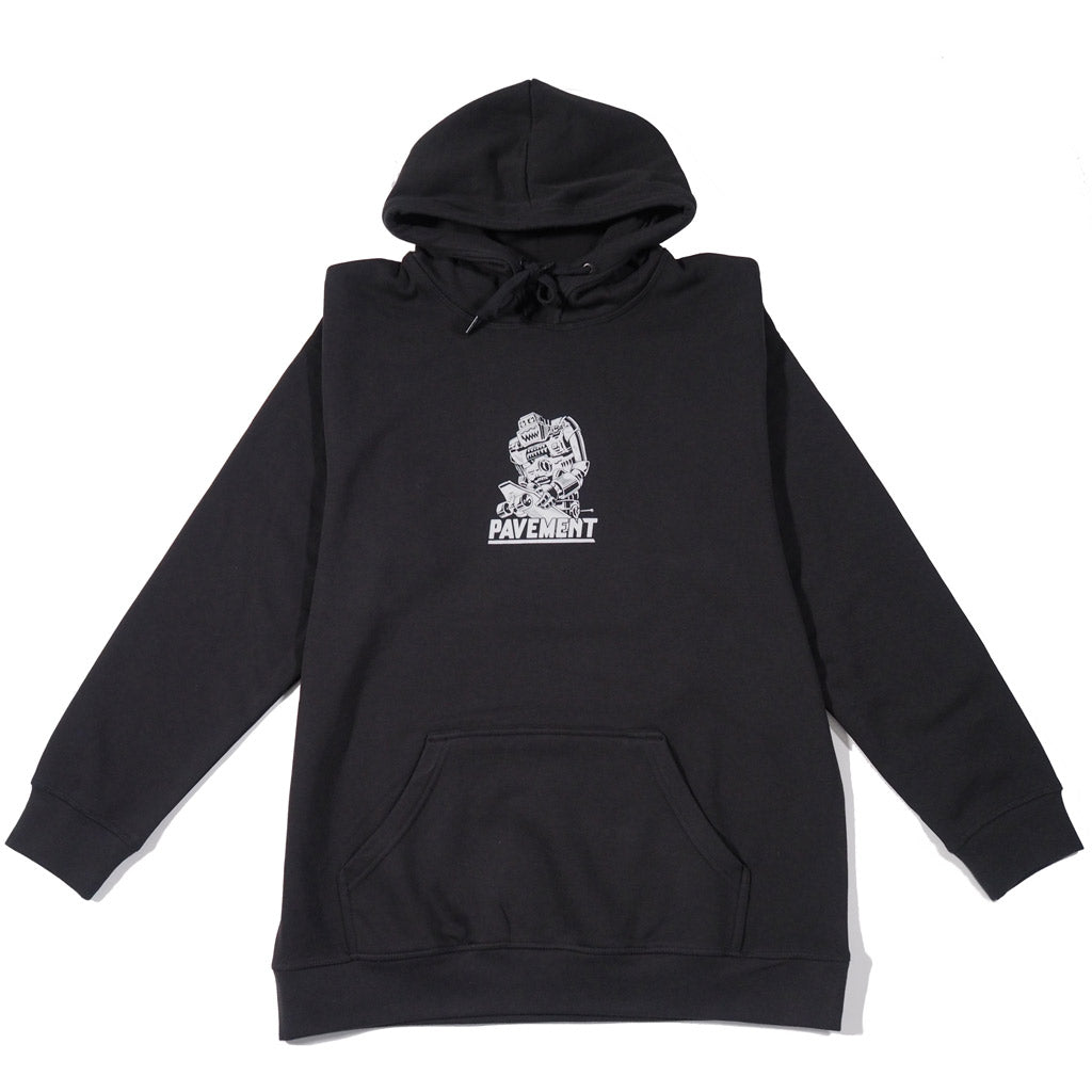 Pavement Robot Hoody - Black. 80/20 Cotton/Poly regular fit hood, featuring art work by Abe Hunter for Battle Magazine. Shop premium streetwear, skateboards, skate shoes and sneakers online. Fast, free NZ shipping over $100. Pavement, Ōtepoti's independent skate store since 2009.