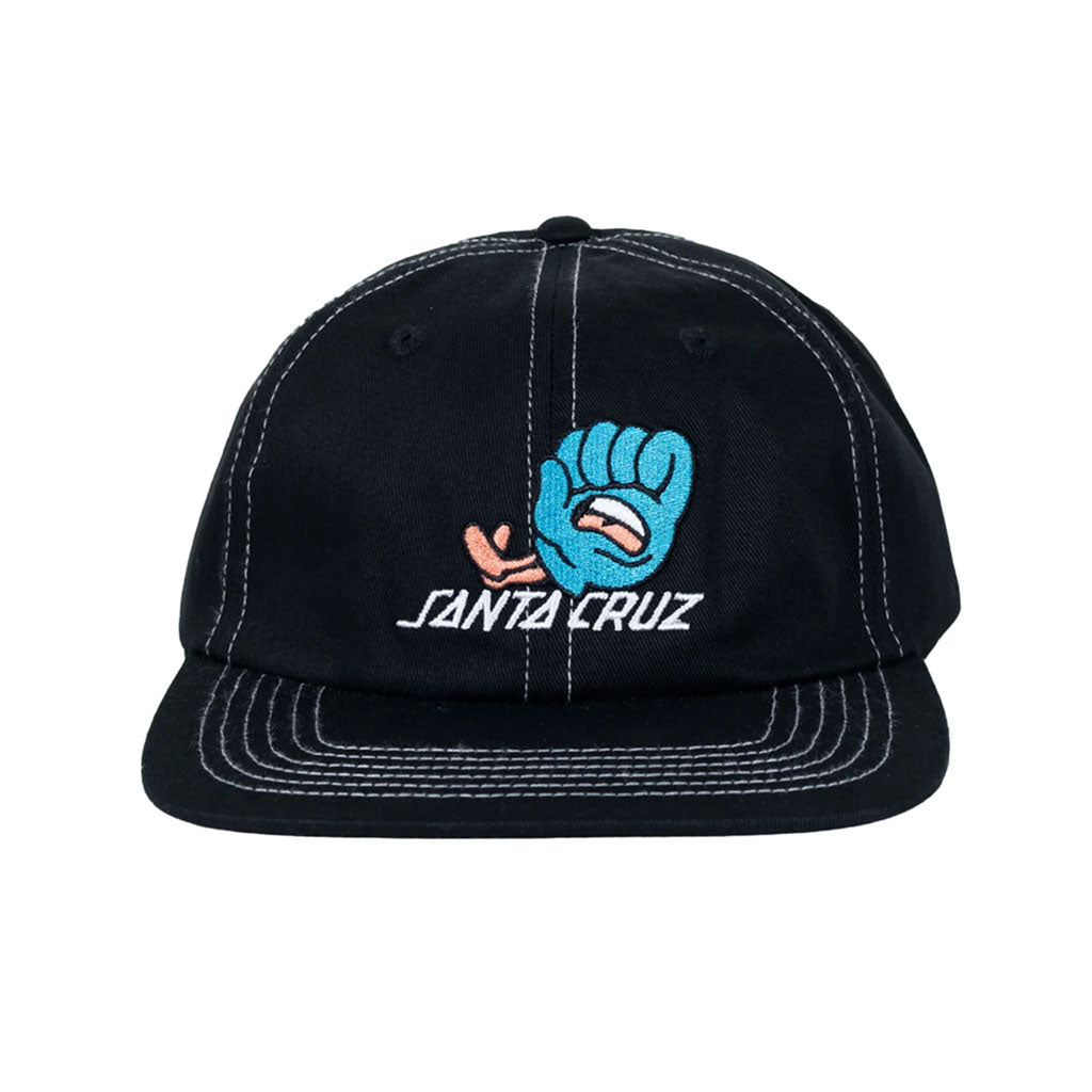 Santa Cruz Chisel Mini Hand Cap - Black Shallow fit. Embroidered graphic on front. Metal clasp closure. 100% Cotton Twill construction. Shop Santa Cruz clothing, skateboards and accessories with Pavement, Dunedin's independent skate store, since 2009.