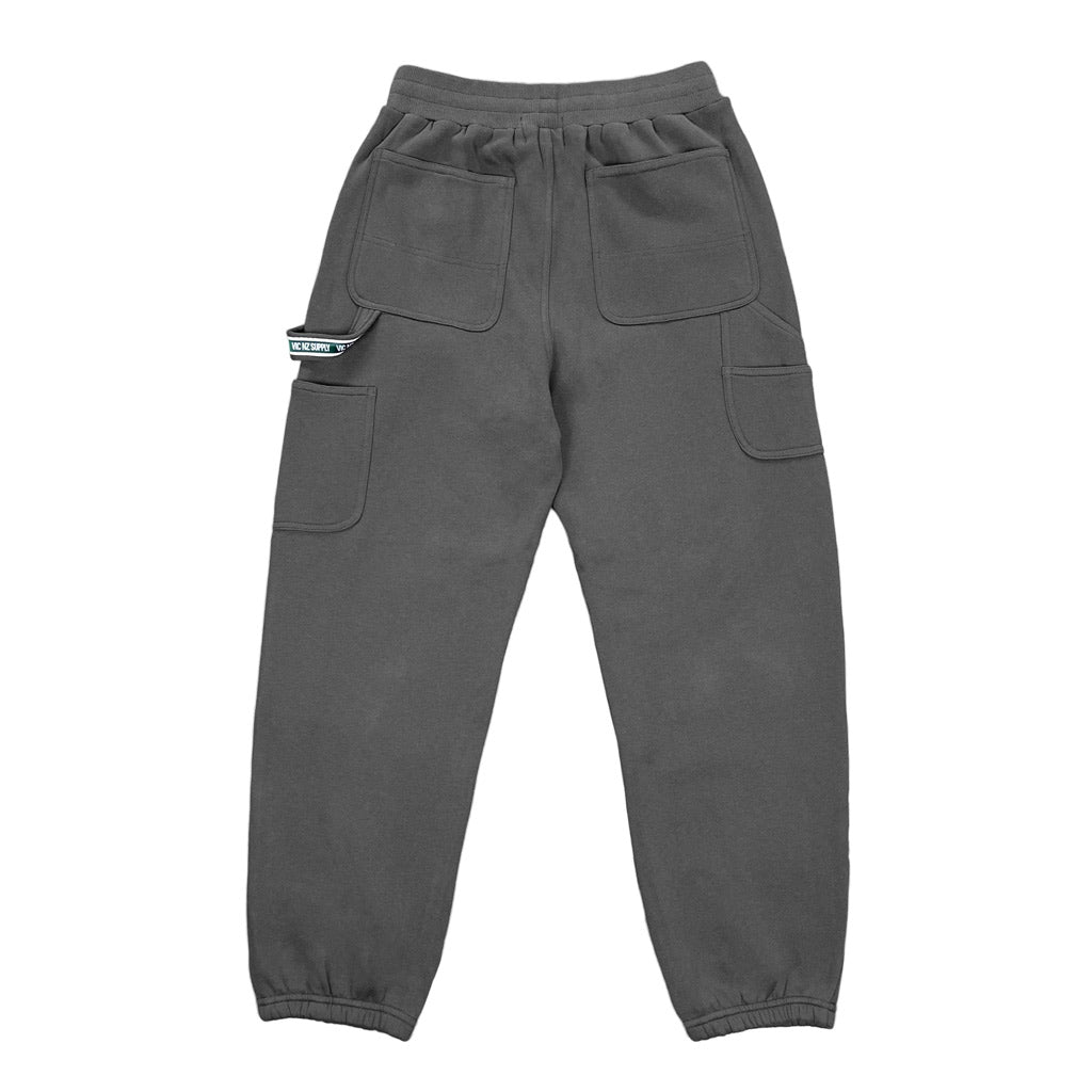 VIC Double Knee Track Pant - Washed Black. Heavyweight, 350 GSM 100% Cotton. Front Knee patch. Elastic band at waist with drawstring. Utility pockets & a traditional hammer loop. Shop VIC premium track pants and fleece online with Pavement and enjoy free NZ shipping over $150.