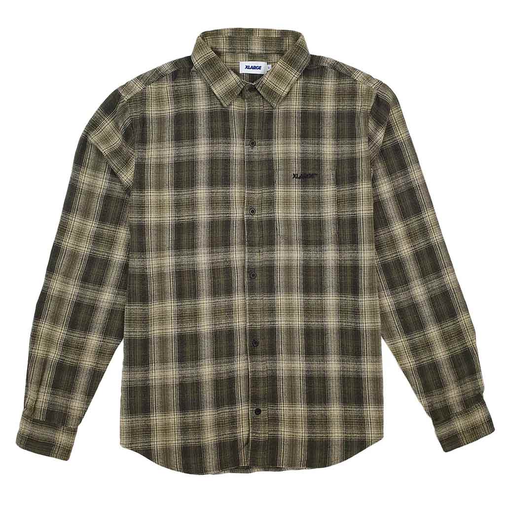 XLarge Grip Check Shirt - Tan. The Grip Check Shirt is an oversized box-fit traditional long sleeve shirt. Embroidered label on pocket. Button up front. Soft washed finish. Branded buttons. Curved hem. Yarn dyed check cotton. Shop XLarge men's shirts online with Pavement. Free NZ shipping over $150. Easy returns.