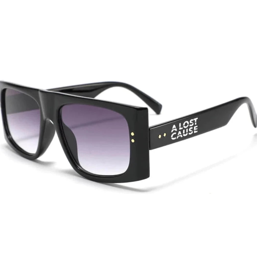 A Lost Cause 24K Sunglasses. Gloss black frame. Gradient Smoke Lens  UV400. Pavement 