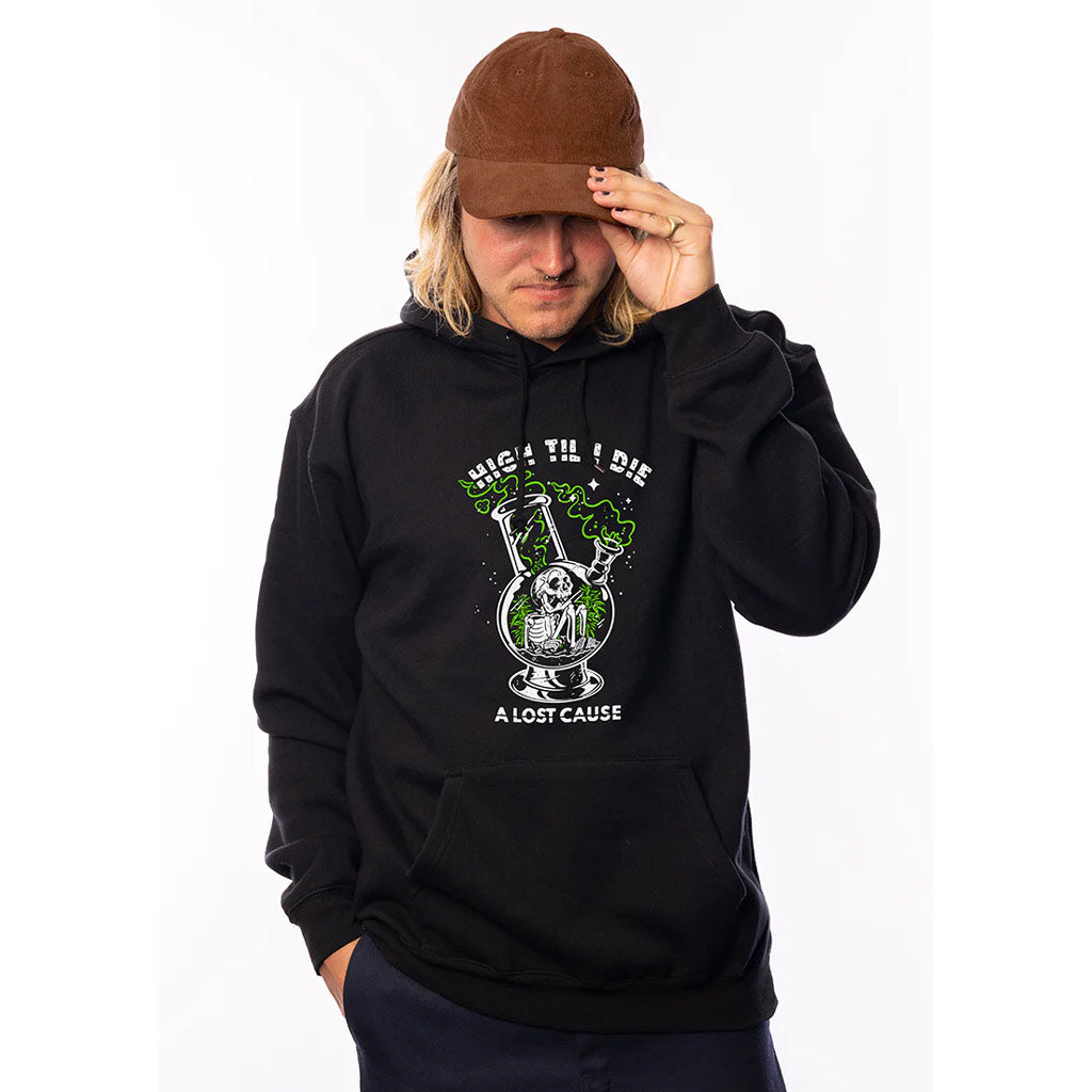 A Lost Cause High Til I Die Hoodie - Black. 80/20 Cotton/Poly Heavyweight Fleece. 10Oz/300Gsm.
