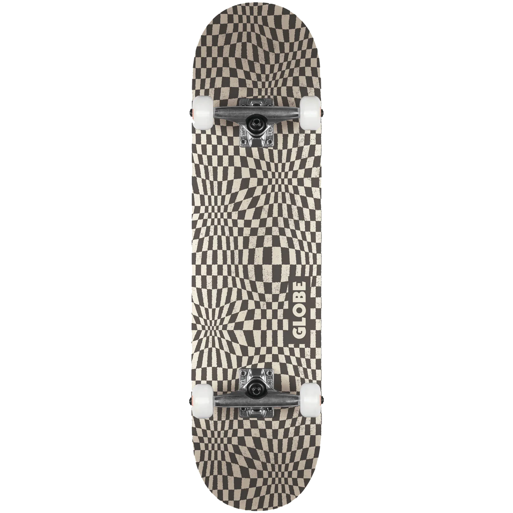 Globe G0 Checked Out Complete Skateboard  Black/Off-White. 8.0" x 31.63" x 14"WB. Shop complete skateboards online with Pavement Skate Store! Free Aotearoa NZ shipping over $100*.