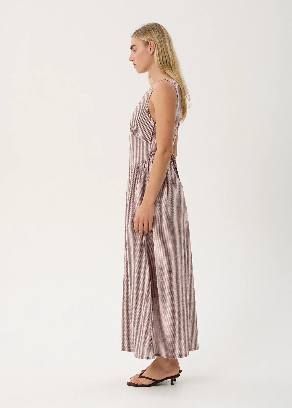 AFENDS JACQUELINE MAXI DRESS - MAHOGANY CHECK