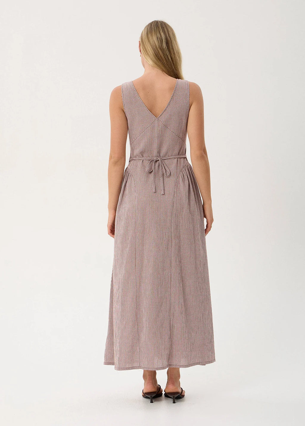 AFENDS JACQUELINE MAXI DRESS - MAHOGANY CHECK