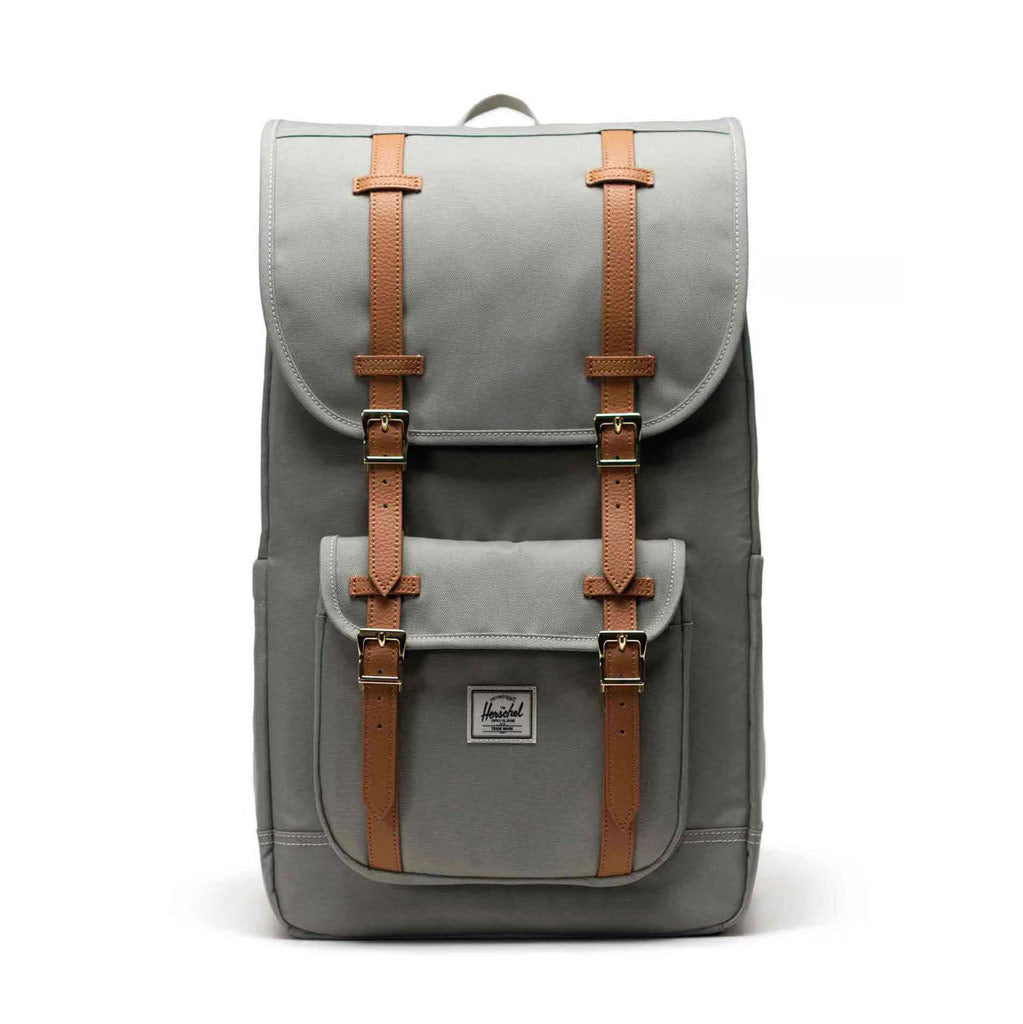 Herschel Little America Backpack - Seagrass/White Stitch. 30L 49cm (H) x 29cm (W) x 18cm (D). EcoSystem™ 600D Fabric made from 100% recycled post-consumer water bottles. Free, fast NZ shipping. Shop Herschel premium backpacks online with Pavement.
