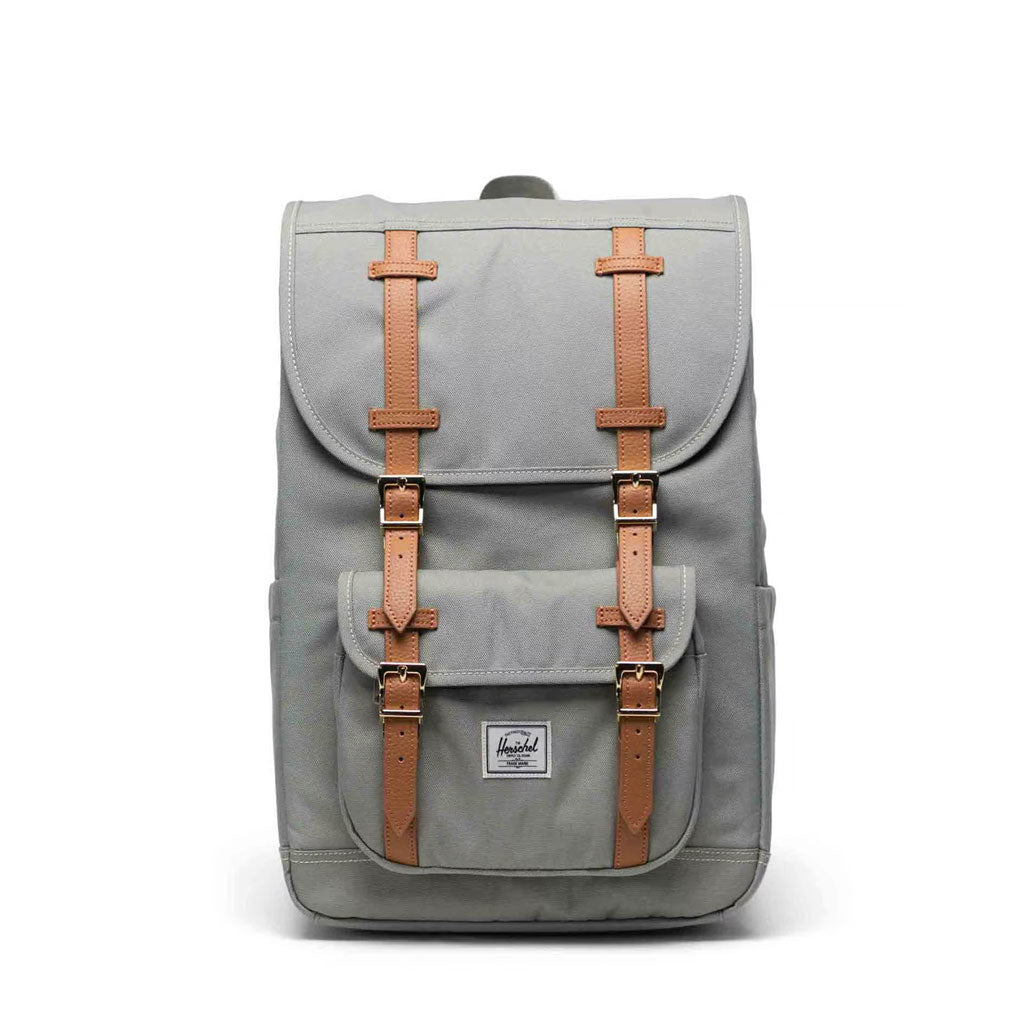 Herschel Little America Mid Backpack - Seagrass/White Stitch. 21L 43cm (H) x 28cm (W) x 14cm (D). EcoSystem™ 600D Fabric made from 100% recycled post-consumer water bottles. Shop premium backpacks from Hershel, Carhartt WIP and Jansport online with Pavement and enjoy free NZ shipping over $150. Easy, no fuss returns.