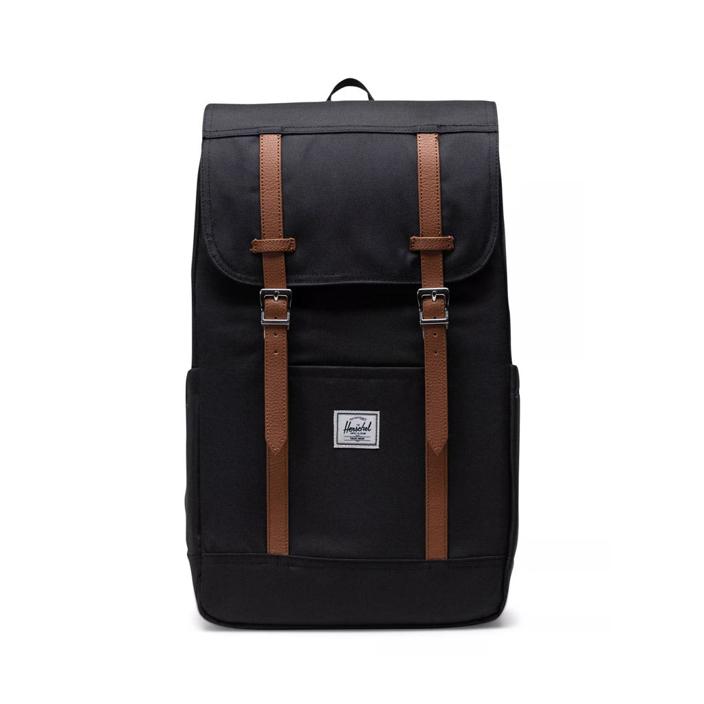 Herschel Retreat Backpack - Black. For your daily journey. Multiple pockets, recycled materials — this is the perfect backpack to carry your creative tools and organize your day's essentials. 23L 46cm (H) x 28cm (W) x 15cm (D). Free NZ shipping. Shop Herschel online with Pavement.