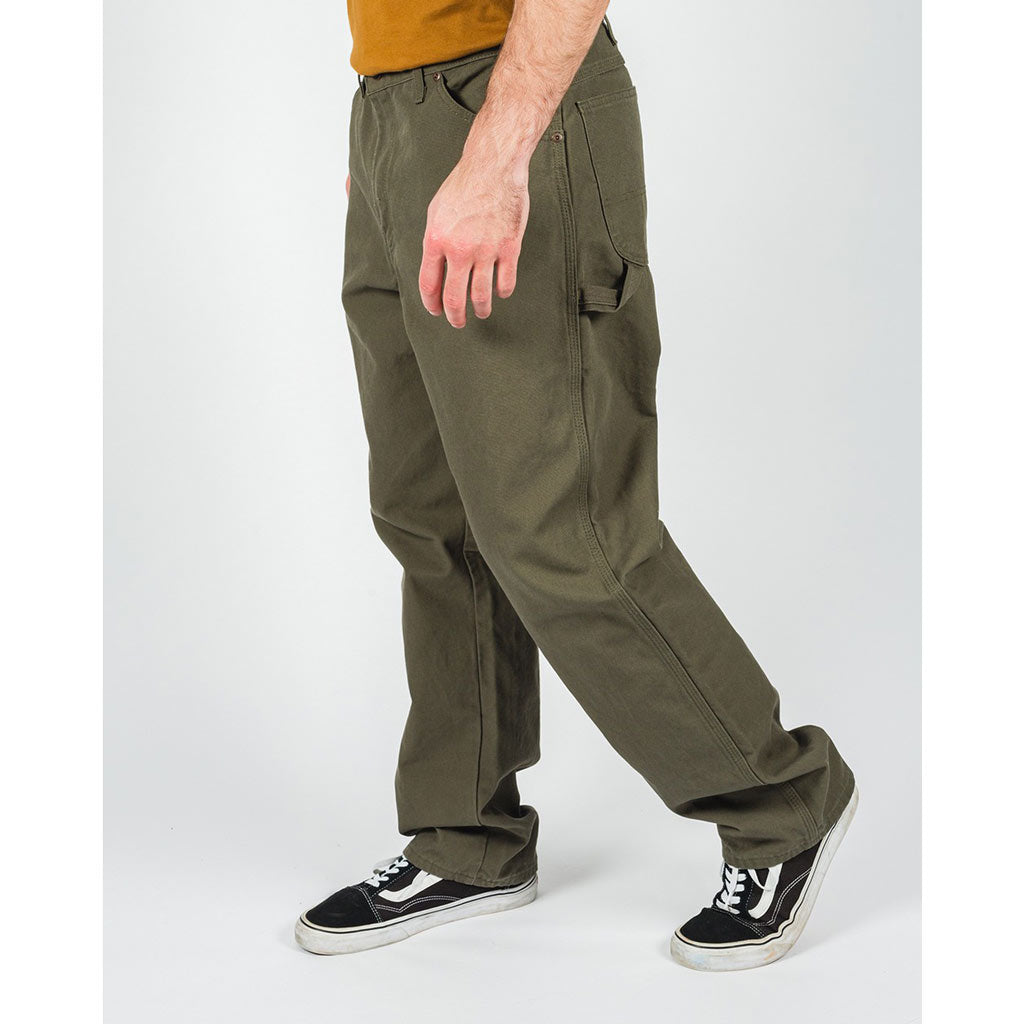 DICKIES RELAXED FIT DUCK CARPENTER JEAN - RINSED MOSS