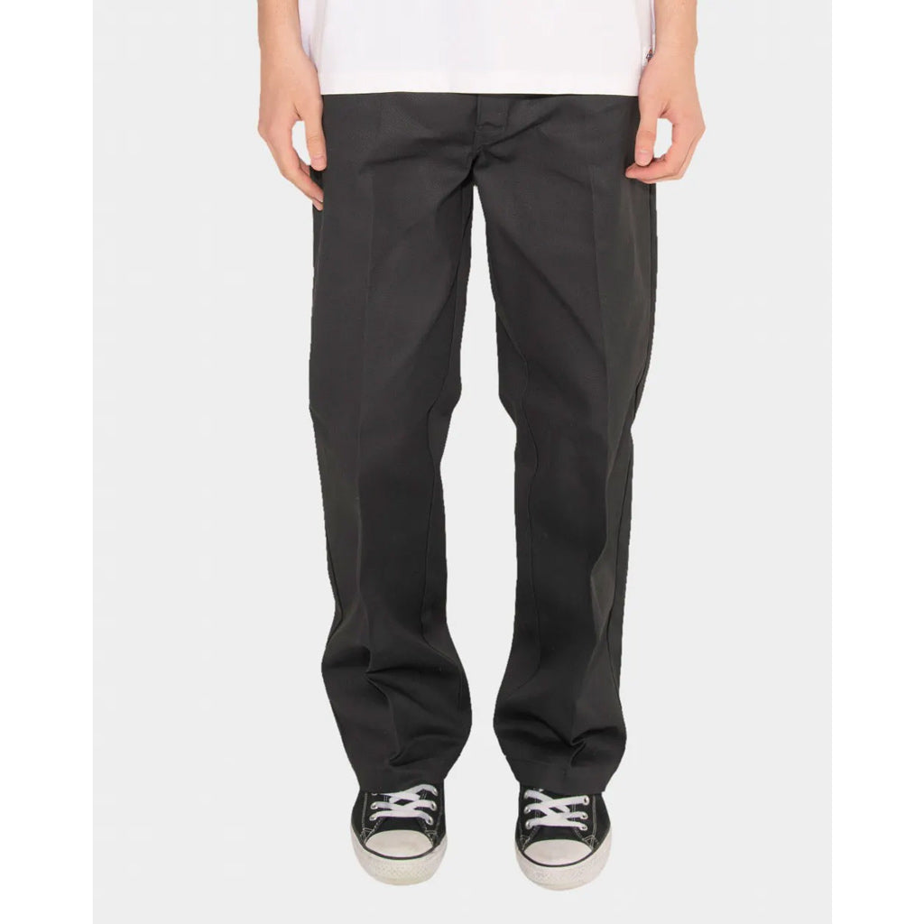 Dickies Super Baggy Loose Fit Pant 852AU. Black. Dickies 66 Cloth 8.5 Oz 65% Polyester 35% Cotton Twill. Sits at true waist, wrinkle resistant, permanent crease, metal hook & bar closure, back welt pockets, long tunnel belt loops. Shop Dickies online with Pavement skate store - Free NZ shipping over $150 - Easy returns
