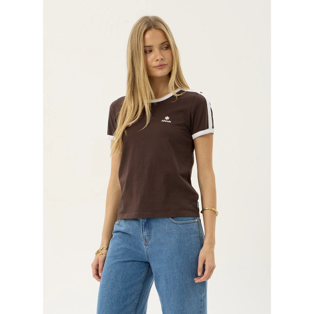 Afends Hellbound Raglan Tee in Coffee | Shop Afends clothing online with Pavement Skate Store and enjoy free Aotearoa NZ shipping on orders over $100*!