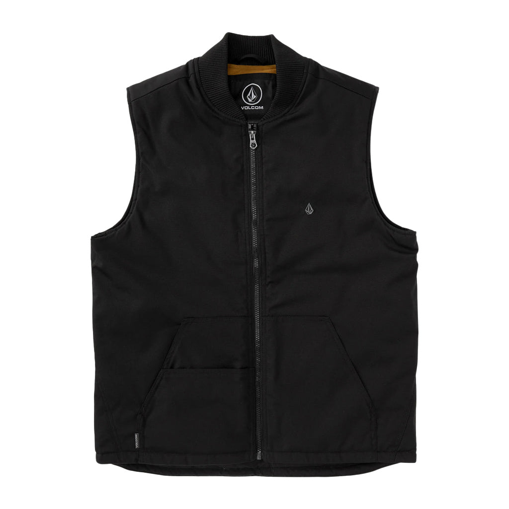 Volcom Hernan 5K Vest - Black.  The Hernan 5k vest is 65% Polyester / 35% Cotton Oxford WATER RESISTANT 5K - Teflon EcoElite™ Non-PFC DWR Finish. Water repellent: DWR 5000mm coating. Shop Volcom jackets online with Pavement skate store. Free NZ shipping over $150 - Same day Dunedin delivery - Easy returns.