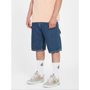 Volcom Laboured Denim Utility Short - Indigo Ridge. Wash Men's denim short. Relaxed fit 23" (58 cm) outseam for a size 32. Volcom Water Aware. Shop Volcom men's clothing, youth clothing and accessories. Fast NZ shipping. Pavement skate shop, Dunedin.