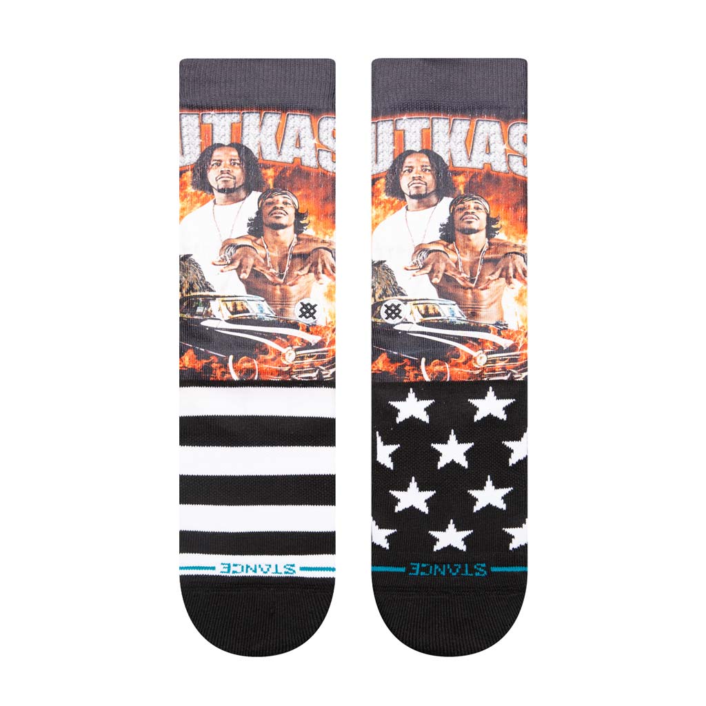 Stance X Outkast Skankonia Crew Socks - Black. SO FRESH, SO CLEAN! Takin' it back to the new millennium when Stankonia was blasting through everyone's stereo. Shop the Stance x Outkast capsule online with Pavement and enjoy free NZ shipping over $150 - Same day Dunedin delivery and easy returns.