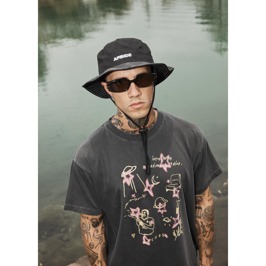 AFENDS RECYCLED BUCKET HAT - BLACK