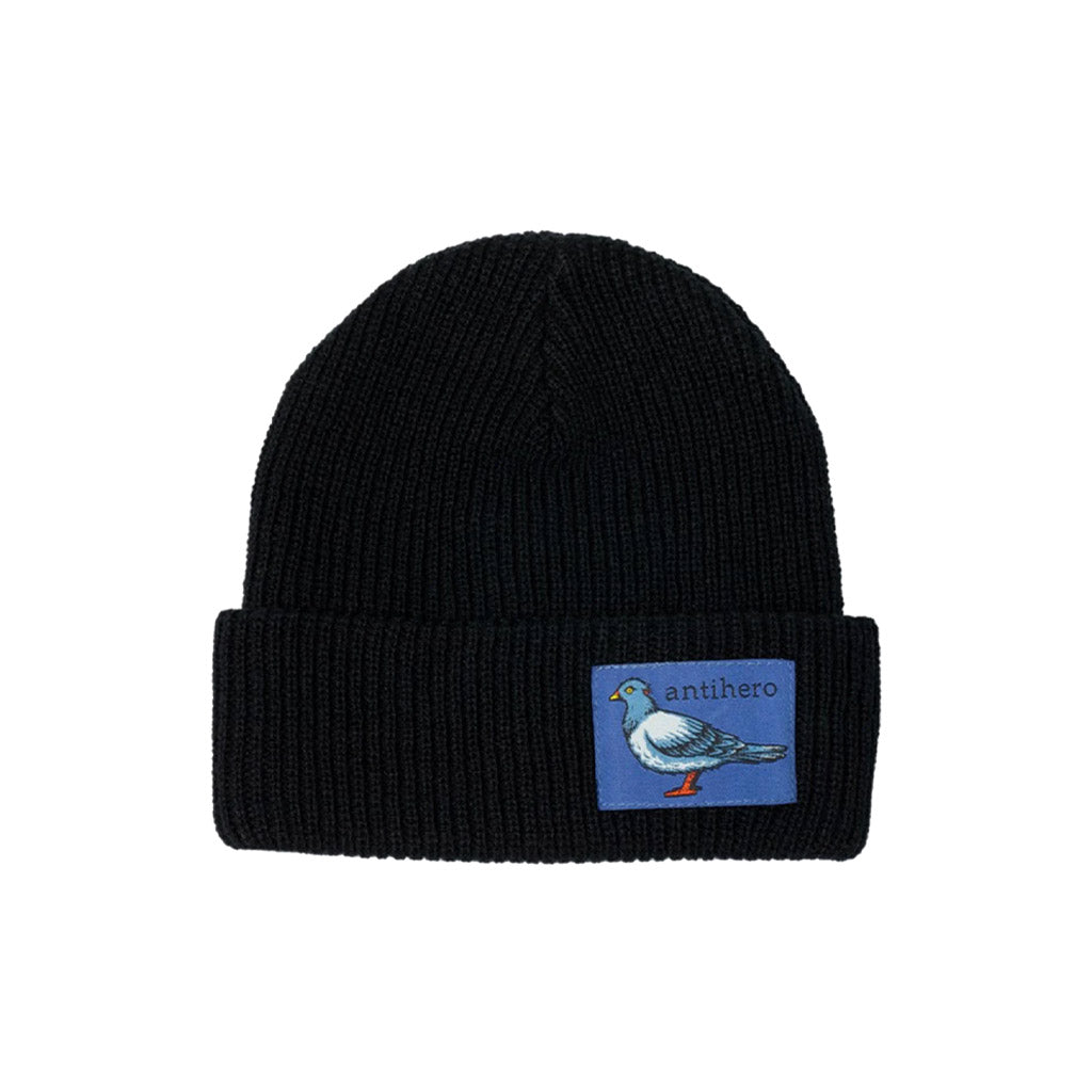 Anti Hero Lil Pigeon Label Cuff Beanie - Black/Blue. Shop Venture, Anti-Hero, Spitfire, Krooked and Real skateboards, clothing and accessories online with Dunedin's independent skate store, PAVEMENT. Free shipping across New Zealand over $150 - Same day Dunedin delivery - Easy, no fuss returns.