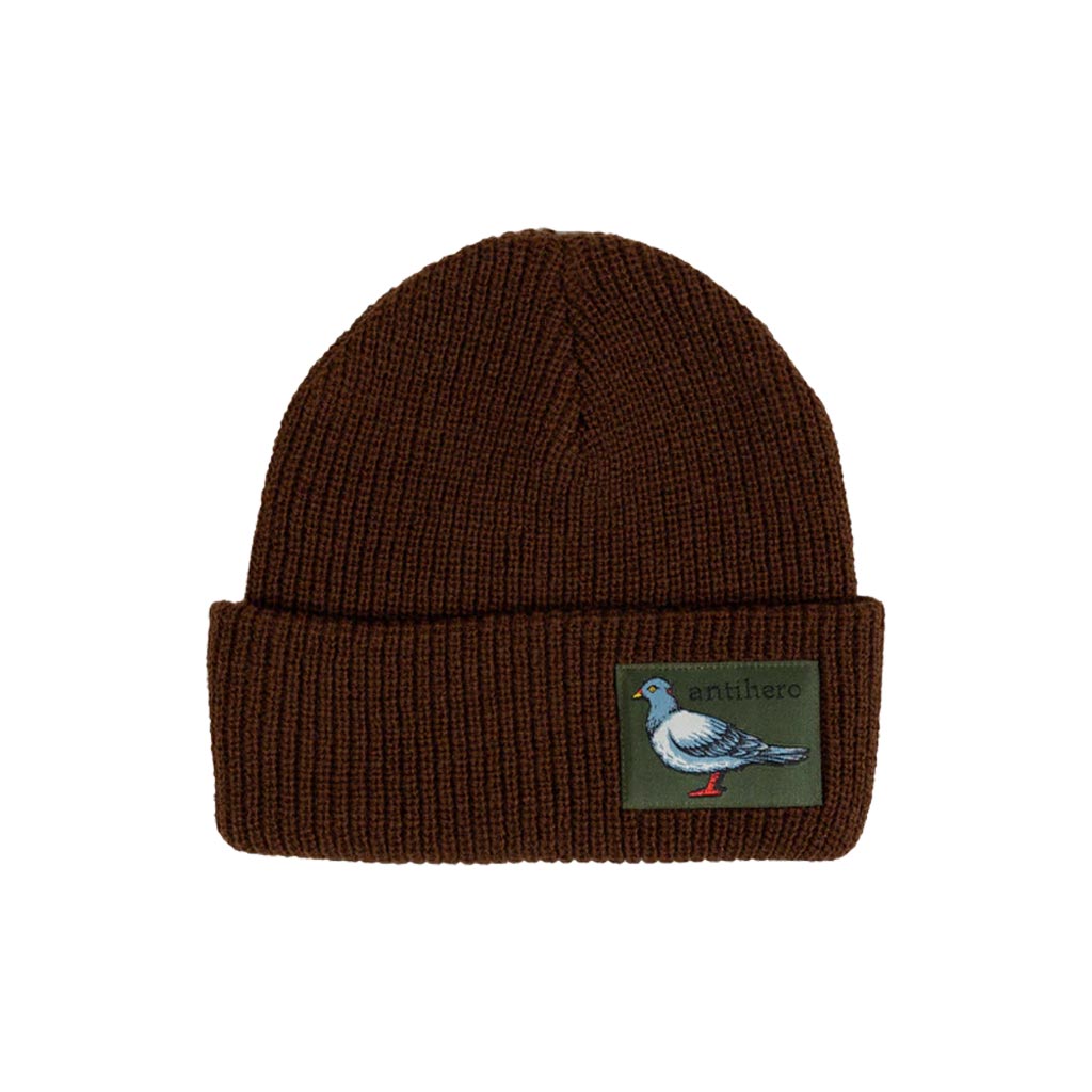 Anti Hero Lil Pigeon Label Cuff Beanie - Brown. Shop Venture, Anti-Hero, Spitfire, Krooked and Real skateboards, clothing and accessories online with Dunedin's independent skate store, PAVEMENT. Free shipping across New Zealand over $150 - Same day Dunedin delivery - Easy, no fuss returns.