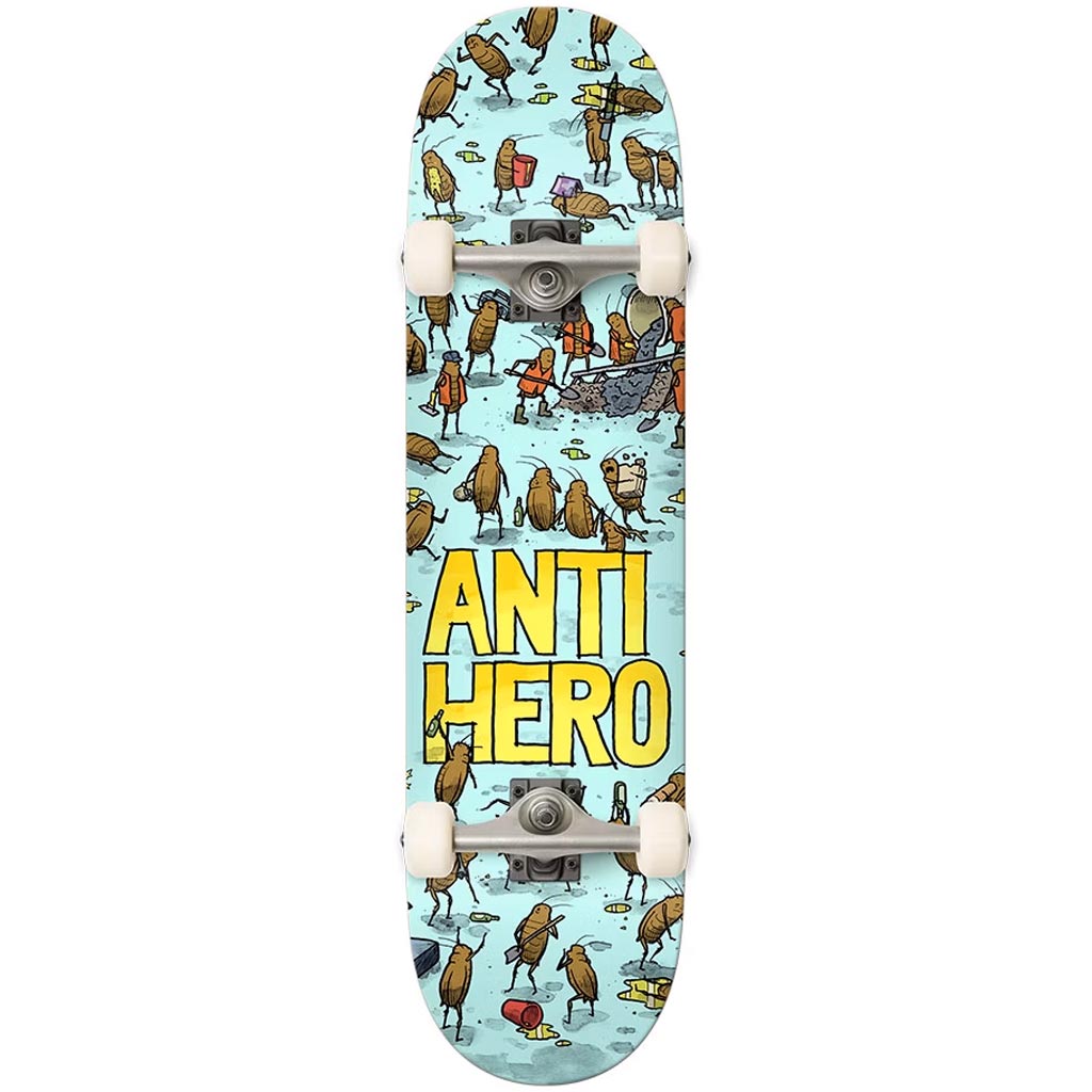 Anti Hero Roached Out Complete Skateboard 7.75" x 29.5". WB 13.0". 53mm 95a Anti Hero Wheels. Free NZ shipping. Shop skateboards from Anti Hero, Krooked and Toy Machine online with Dunedin's independent skate store, PAVEMENT.