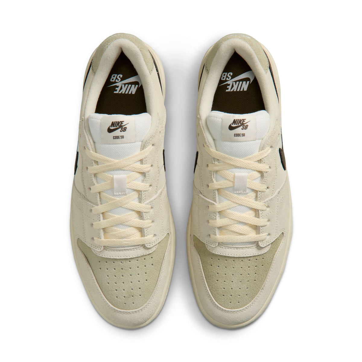 Nike SB Code 58 Skate Shoes in Pale Ivory/Dark Hazel-Lt Khaki-Muslin | Free Aotearoa shipping when you order your Nike SB over $100* with Pavement Skate Store!