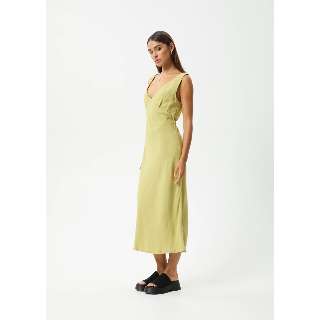 Afends Amaya Maxi Dress - Lemongrass. Shop the latest Afends clothing with Pavement and enjoy free Aotearoa NZ shipping on you order over $100*