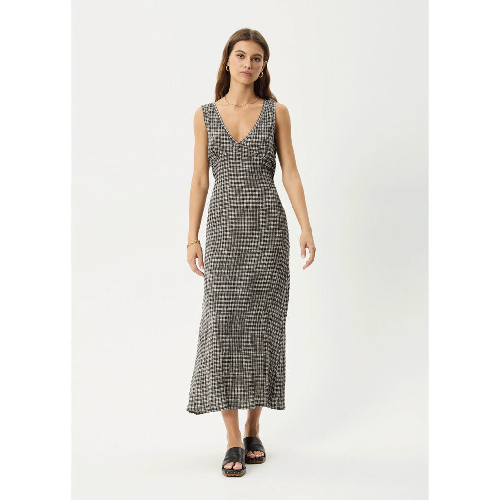 Afends Asta Seersucker Maxi Dress - Steel Check. Check out the latest range of Afends from Pavement Skate Shop! Order online and get free shipping over $100*