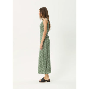 Afends Base Seersucker Maxi Dress in Deep Green Check | Shop Afends with Pavement online and recieved free Aotearoa NZ shipping on orders over $100*!