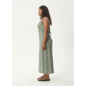 Afends Base Seersucker Maxi Dress in Deep Green Check | Shop Afends with Pavement online and recieved free Aotearoa NZ shipping on orders over $100*!