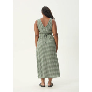 Afends Base Seersucker Maxi Dress in Deep Green Check | Shop Afends with Pavement online and recieved free Aotearoa NZ shipping on orders over $100*!